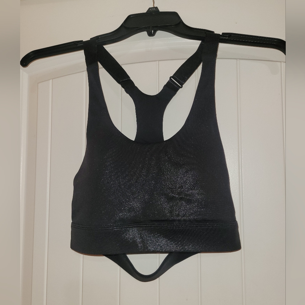 Fabulous By The Raiderettes Shimmery Black Sports Bra Size L